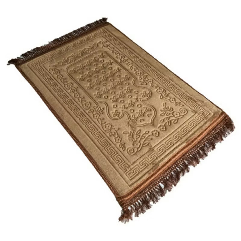 Luxury Velvet Embossed Jaynamaj - Serenity Blue Prayer Mat