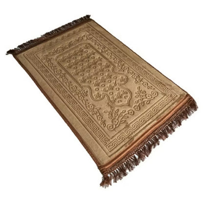 Luxury Velvet Embossed Jaynamaj - Serenity Blue Prayer Mat