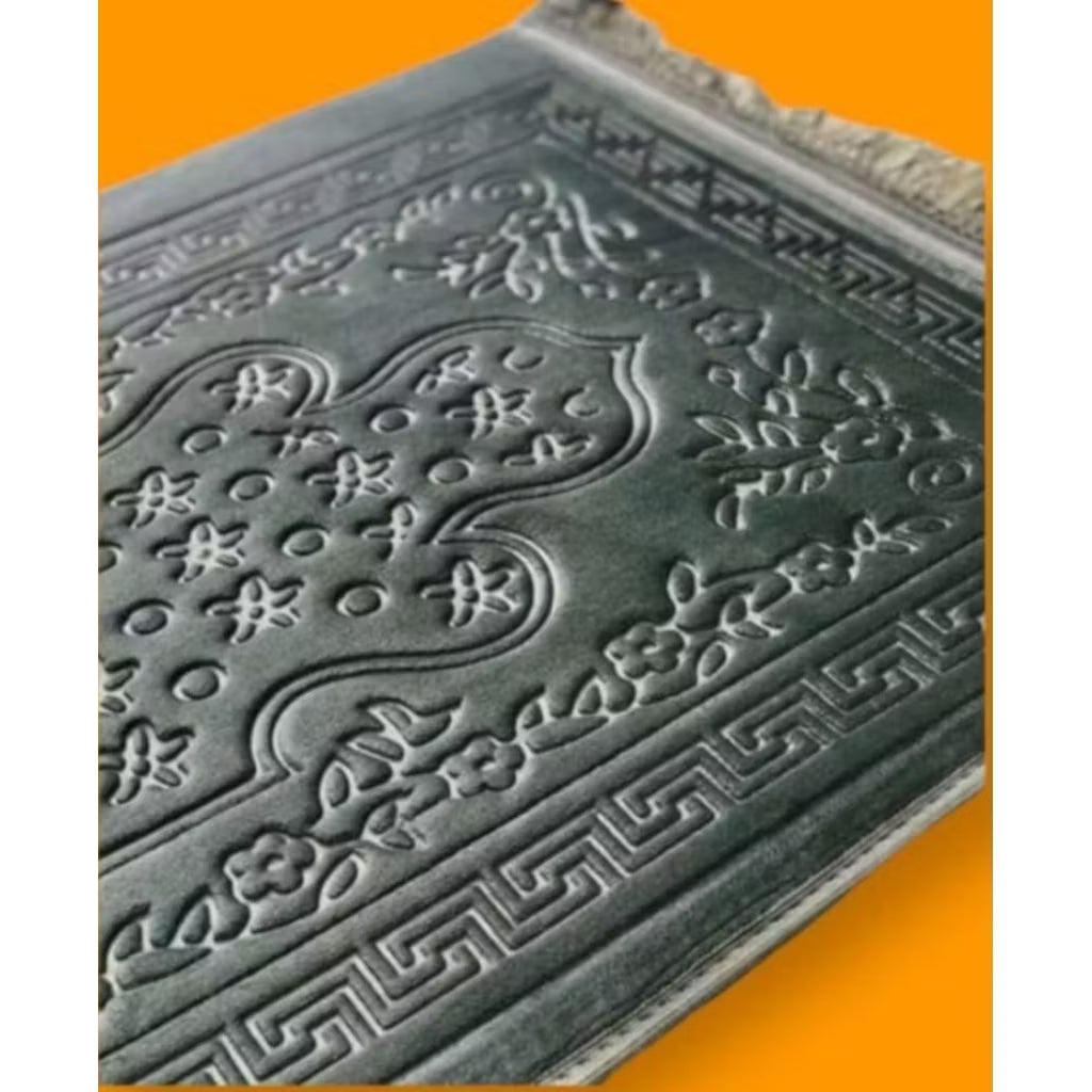 Luxury Velvet Embossed Jaynamaj - Serenity Blue Prayer Mat