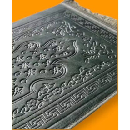 Luxury Velvet Embossed Jaynamaj - Serenity Blue Prayer Mat